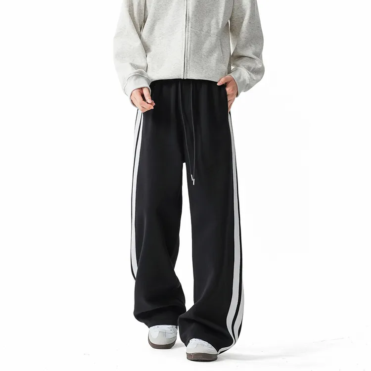 美式休闲裤子男春秋季宽松阔腿直筒长裤青少年抽绳潮牌运动卫裤