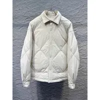 5508时尚百搭纯色羽绒服休闲夹克保暖外套菱格米白