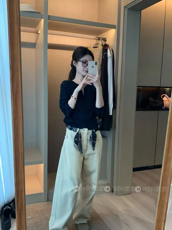 WEN 老粉认可度自制高腰百搭休闲微弯刀牛仔裤WWK0249