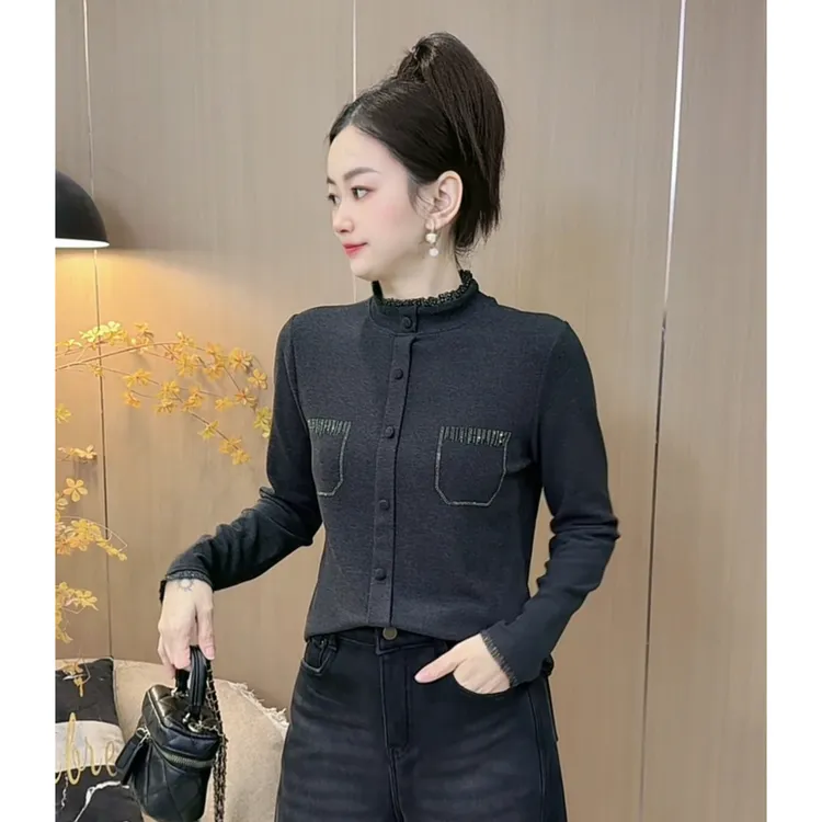 【8263】新品慕斯双面绒烫钻保暖上衣