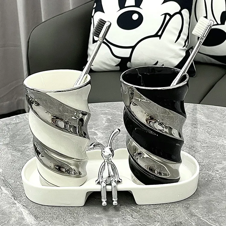 漱口杯高颜值刷牙杯情侣牙杯高级感漱杯轻奢牙刷牙杯置物架