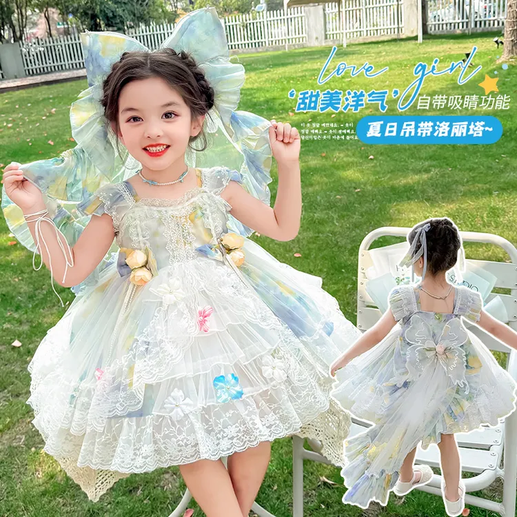 儿童2026吊带洋气洛丽塔裙子宝宝凉爽花仙子公主裙甜美蓬蓬裙
