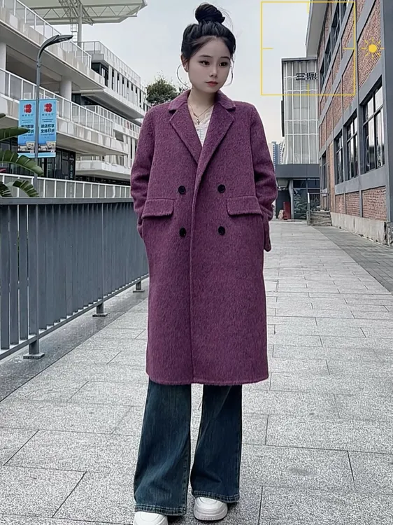 【喏喏专属】羊毛+莱赛尔小个子中长款显瘦气质双面呢羊毛大衣2506