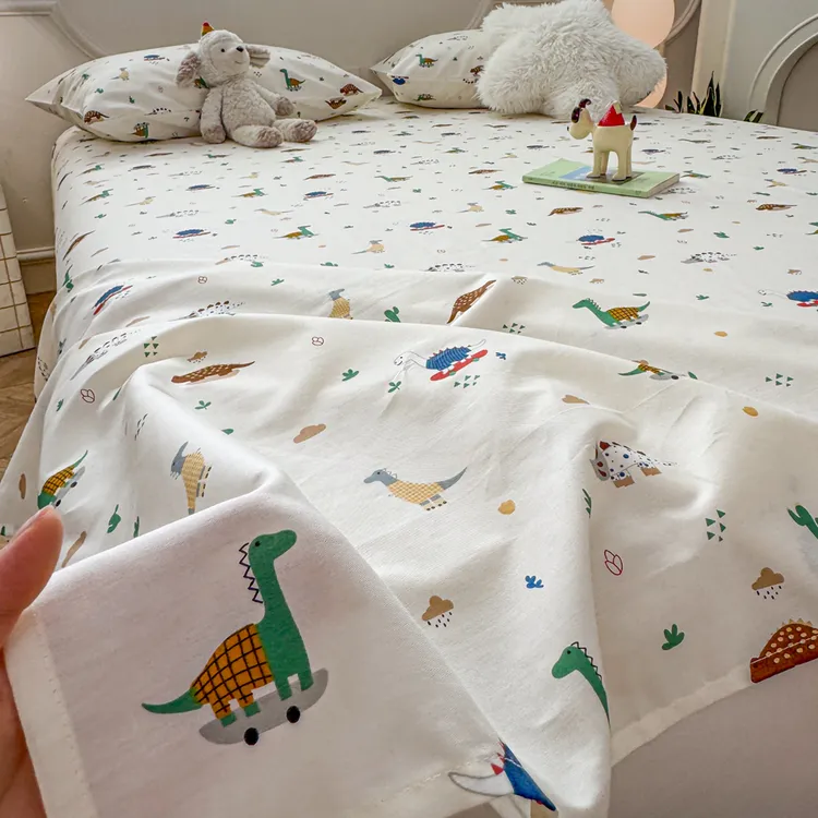 ins风恐龙家族床单单件纯棉100%全棉2025新款四季通用被单可裸睡