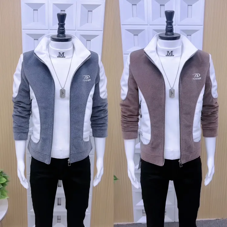 2025冬季新款高品质毛呢外套男潮流修身百搭气质轻奢加绒夹克男zu
