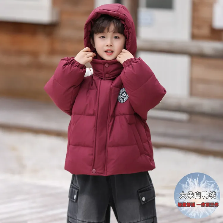 男童冬季羽绒服儿童白鸭绒抗寒外套2024新款男孩加厚宝宝洋气棉服