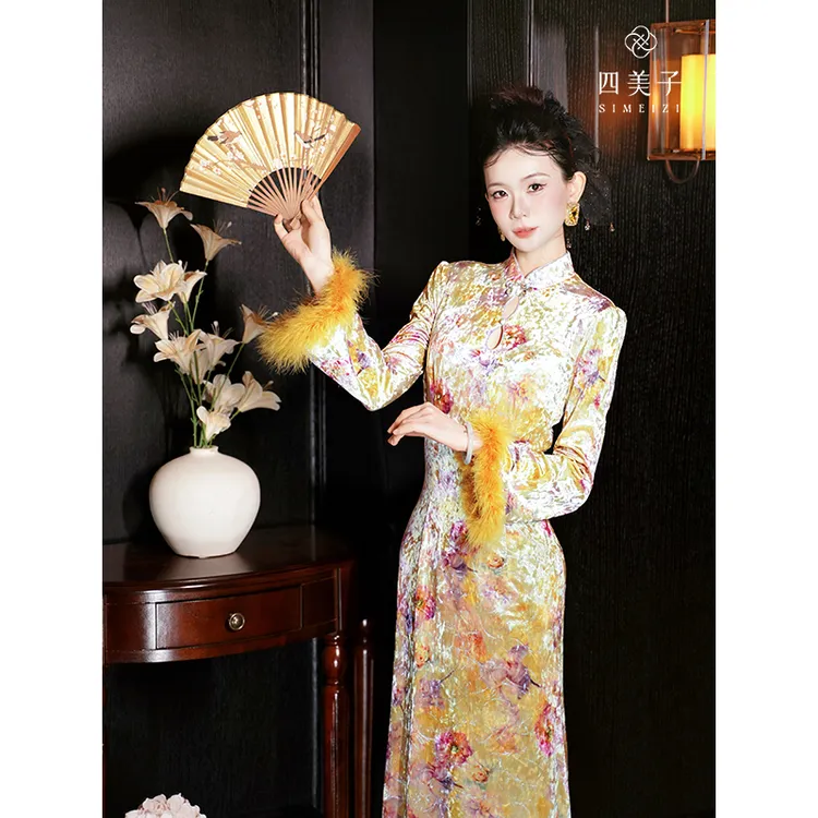 四美子【寄秋语】秋季新款新中式气质显瘦礼服中国风改良旗袍连衣裙