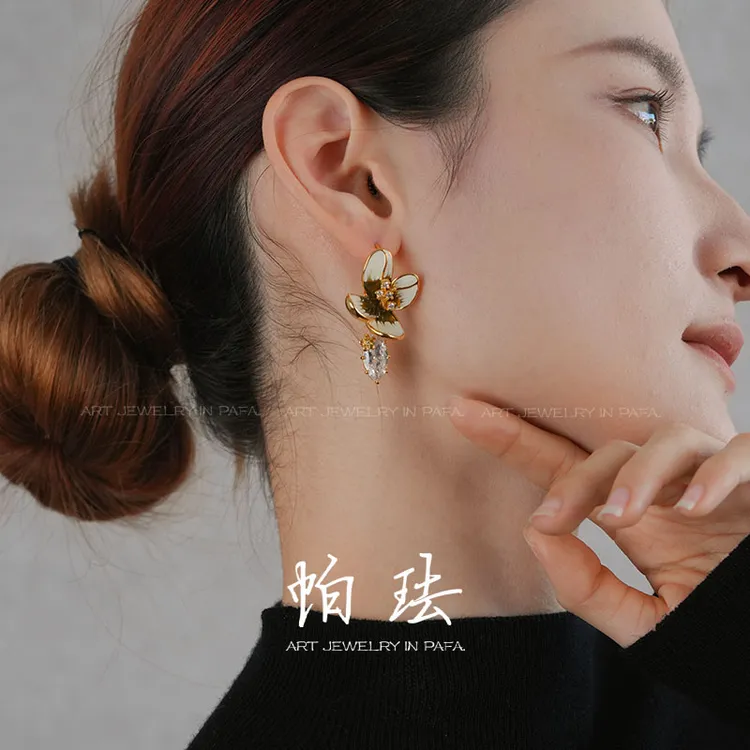 【小米专属】铜合金合成锆石耳饰 【秘语】PAFA帕珐设计款四时花绽·珐琅秘语耳饰