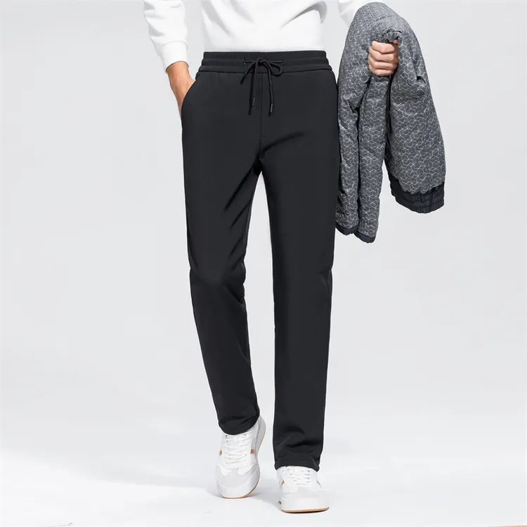 男士休闲裤直筒户外加厚保暖弹力冬季2025新款鸭绒羽绒裤透气系带