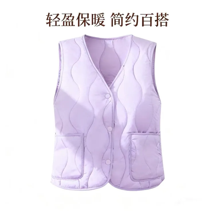 新款马甲V领坎肩内胆无袖单排扣短款修身型女士宽松时尚显瘦LL001