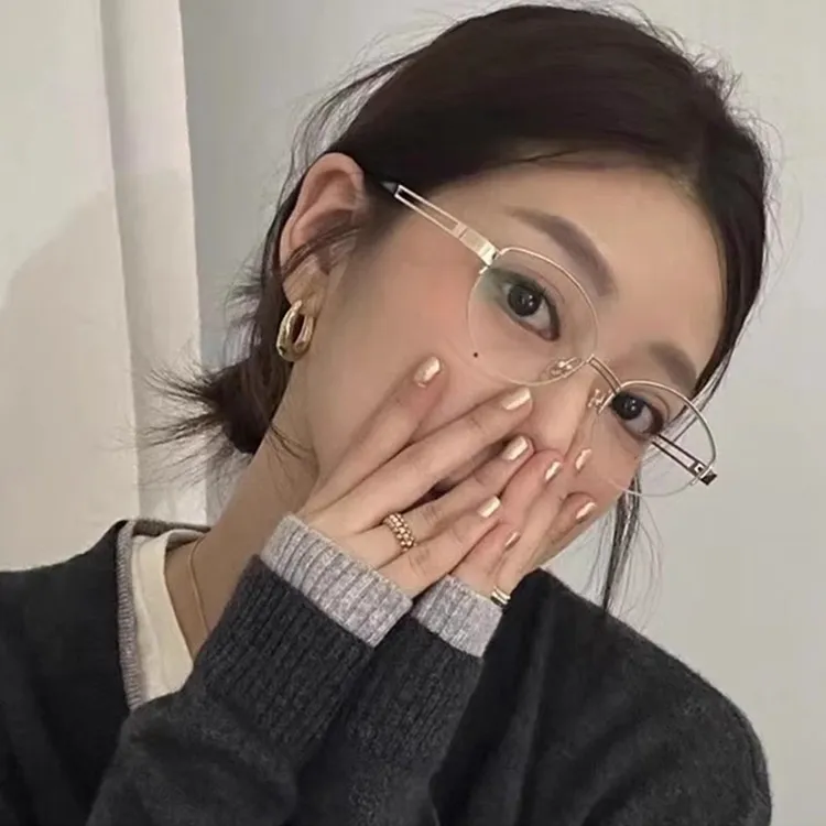 ISUEJ01网红复古老钱风潮流ins风高级感素颜神器超轻银丝金丝眼镜
