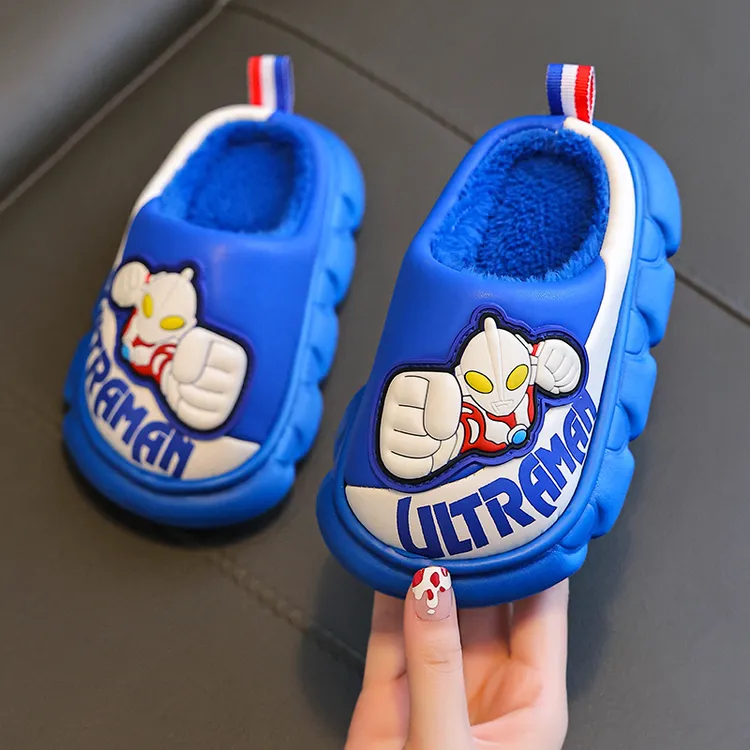 奥特曼儿童棉拖鞋2025新款秋冬季男童EVA室内皮面防水男孩棉拖鞋