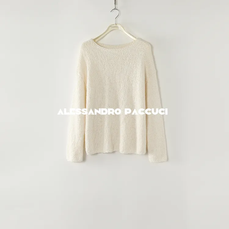 AP洛哥51021ST【昭宁】棉+亚麻圆领落肩慵懒感纯色时尚百搭套头衫