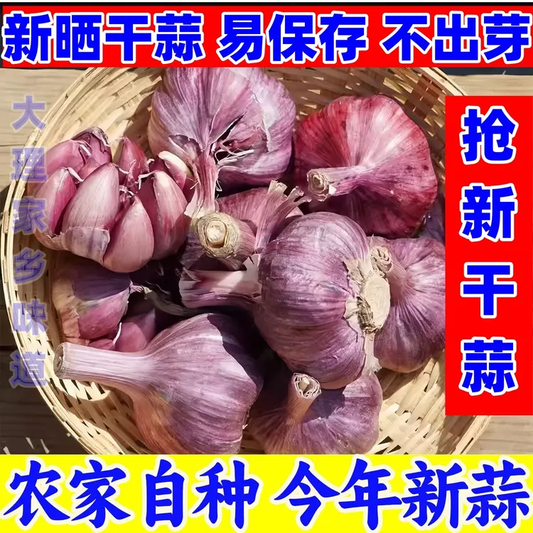 2025年云南干干红多瓣产地直发可做大蒜头干蒜5斤云南紫皮大蒜
