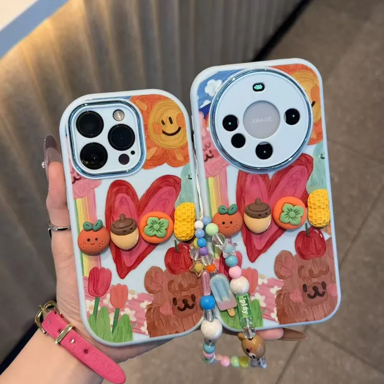 GGBond好柿花生小熊手链适用苹果17胖子16手机壳华为oppo小米vivo