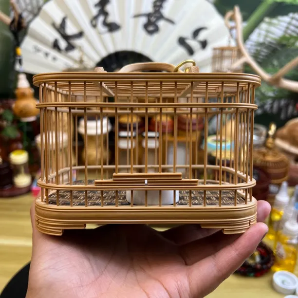 尤志武精品手工玉竹长方形超大款蝈蝈笼子小书包款式