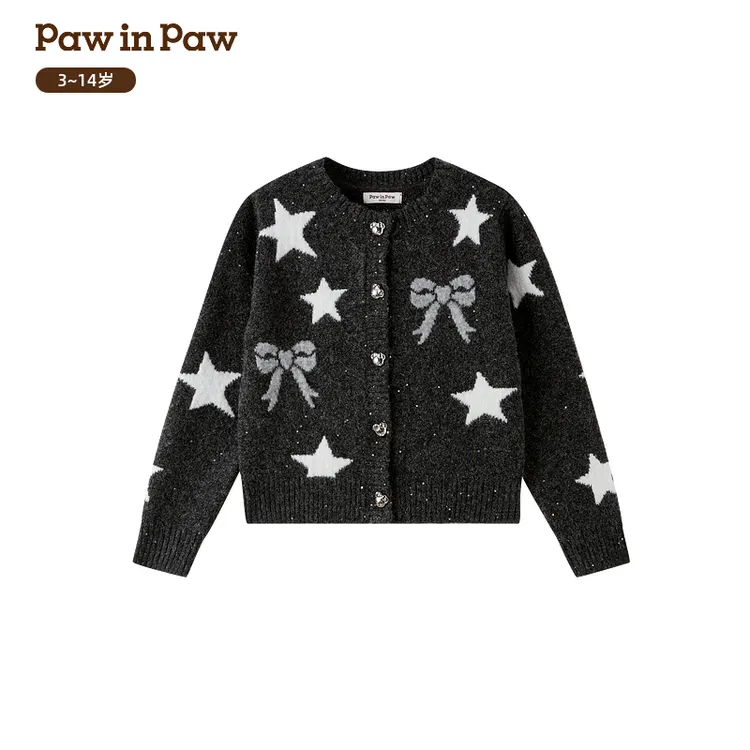 【达人专属】PawinPaw童装25年秋冬新款女童毛织开衫外套PCCKF4C22E