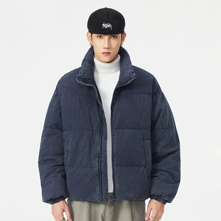 Cebrodz冬季白鸭绒立领羽绒服男士潮流时尚休闲宽松纯色保暖外套 