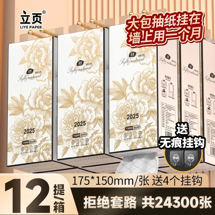 立页优惠活动2025大提悬挂式纸巾餐巾纸家用175x150mm便携厕纸