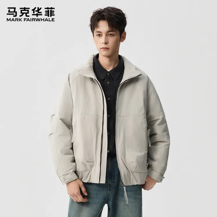 马克华菲秋冬季新款宽松立领夹棉夹克男款保暖加厚款二棉上衣外套