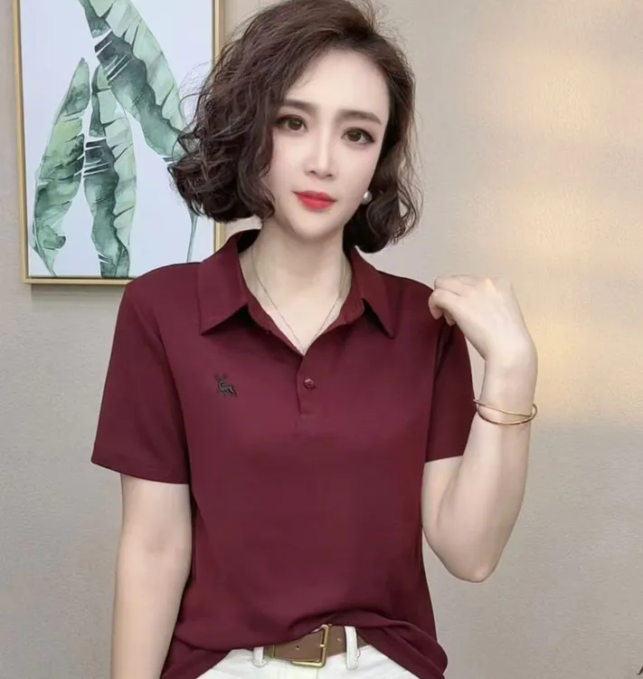 2025新款洋气百搭短袖减龄显瘦女气质休闲女T恤上衣#06635