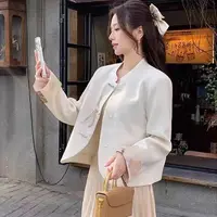 9013长袖薄款新中式短款女短外套秋季韩版上衣洋气