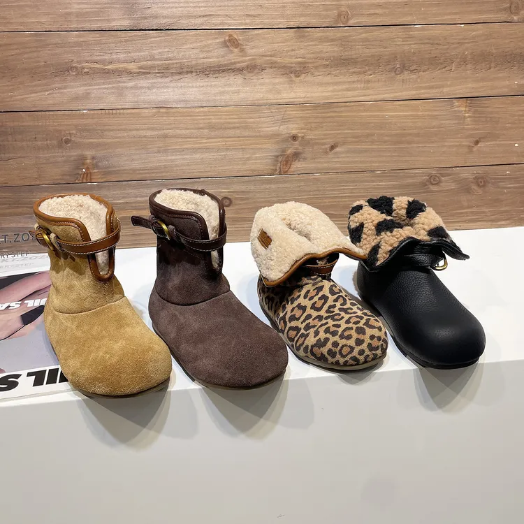 左左家中大童棉鞋冬季新款加绒加厚保暖男女童潮流个性两穿雪地靴