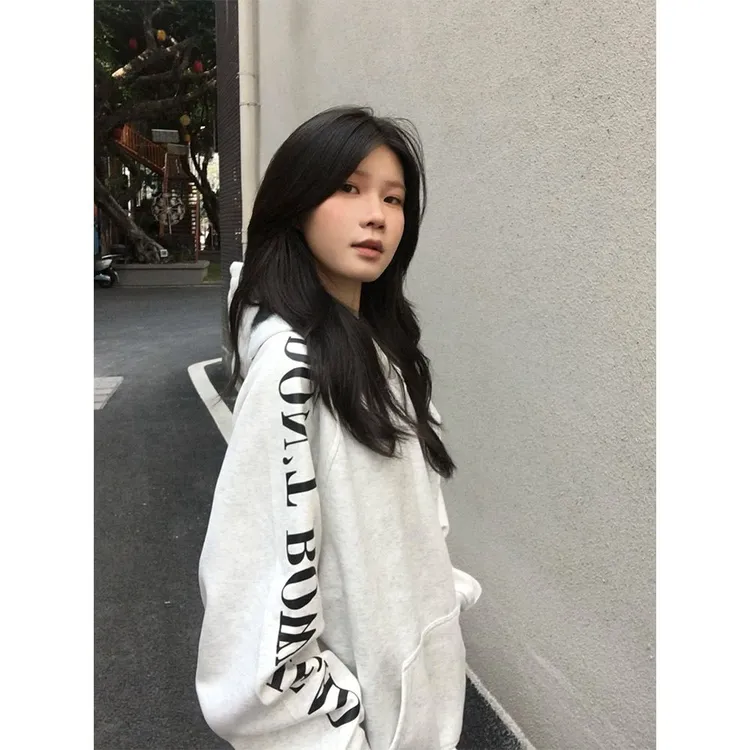 卫衣秋季女款连帽韩系薄款复古小众宽松纯棉学院风冬季加绒打底衫