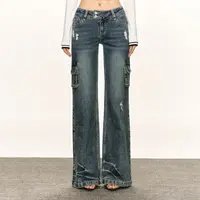 Ariseism 美式复古水洗牛仔裤女2025夏季新款修身休闲长裤子