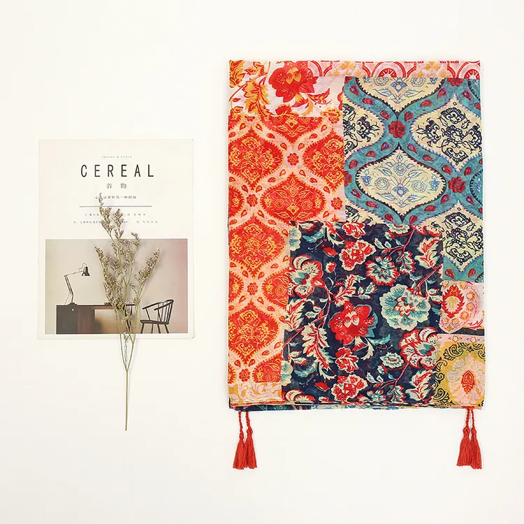 【波西米亚·防晒大披肩】棉猫民族风流苏海边旅游外搭薄款空调围巾