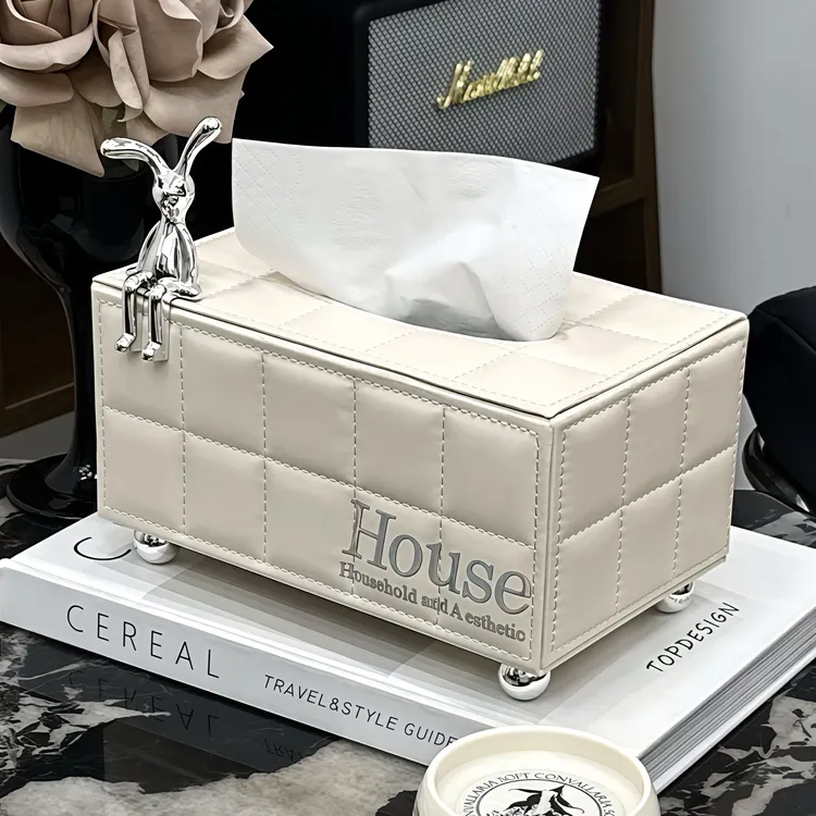 高档皮革纸巾盒客厅茶几餐巾盒卧室桌面收纳轻奢家用高级感抽纸盒