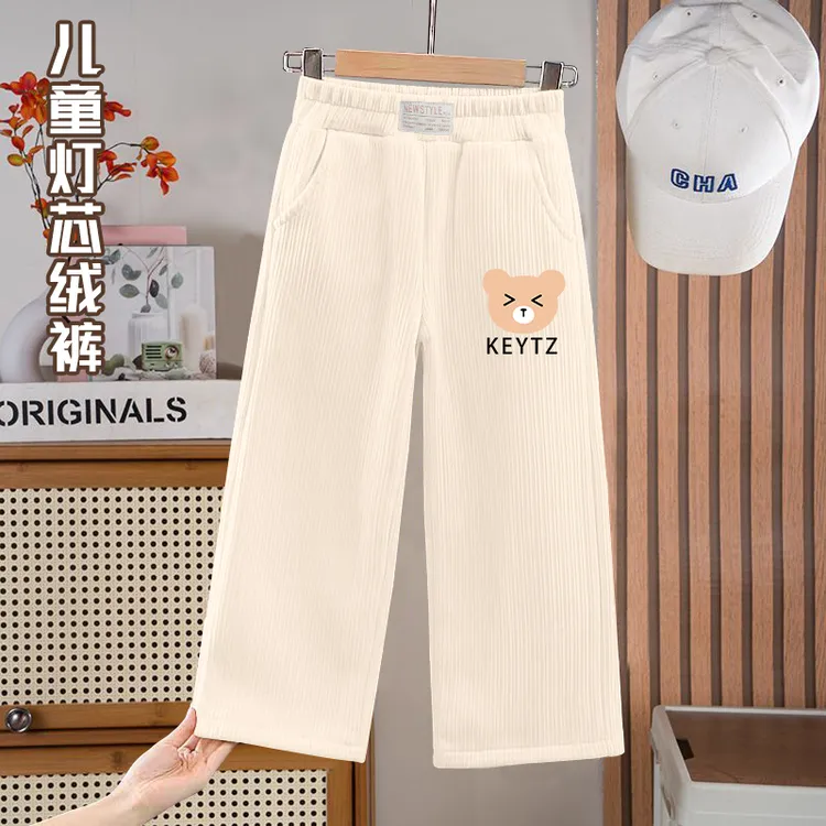宝宝韩版宽松灯芯绒阔腿裤2025春秋新款女孩休闲百搭长裤洋气潮流