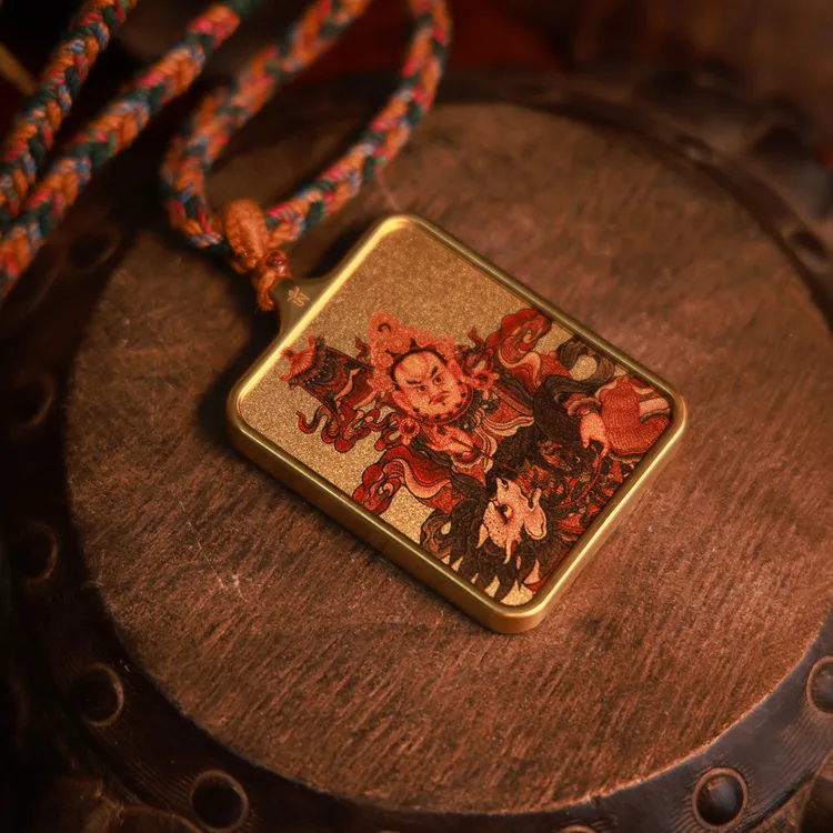 财宝天王藏式金原创佛系唐卡挂坠毛衣链西藏本命佛牌项链