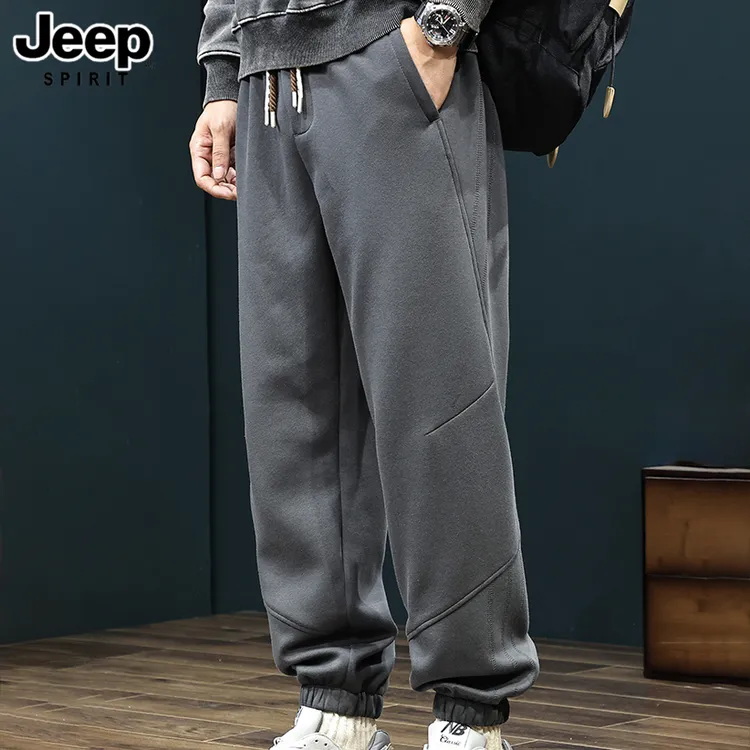JEEPSPIRIT25新款男士春秋针织卫裤束脚运动裤潮牌大码休闲长裤子
