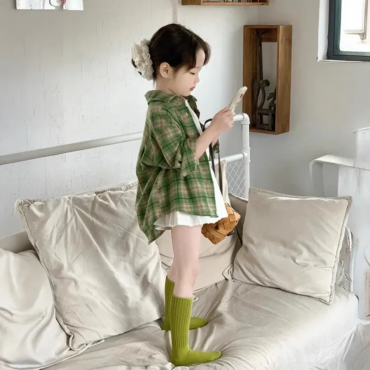 女童春装套装2025新款儿童多巴胺穿搭小女孩秋季衬衫百褶裙三件套