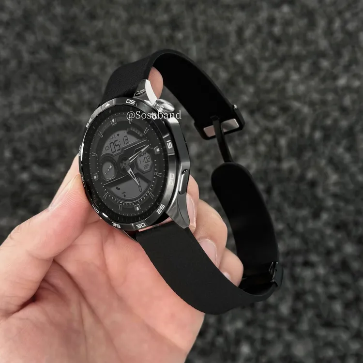 SosaBand磁吸扣荔枝纹硅胶适用华为手表GT6表带3Pro/watch5x2三星