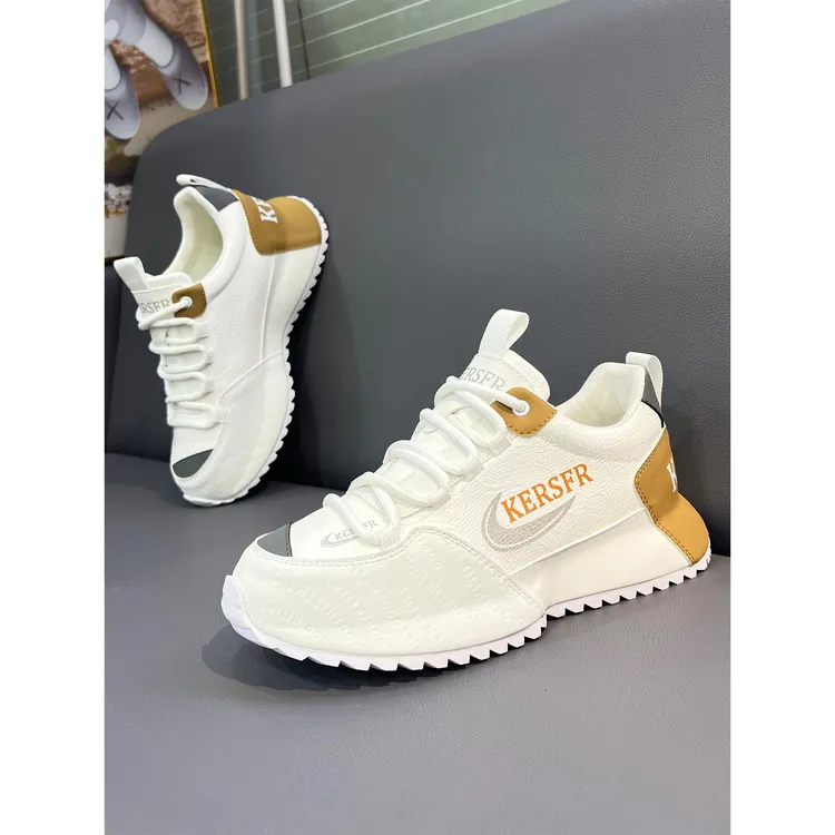 轻奢高端男鞋2025秋冬潮流时尚增高老爹鞋皮面跑步鞋休闲运动鞋