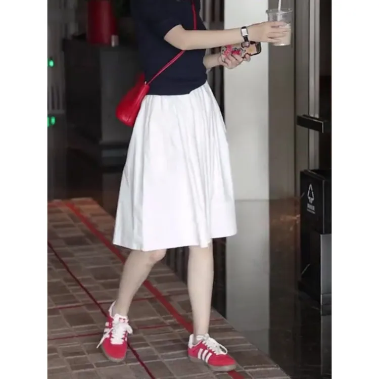 上身绝美！简约花苞半身裙2025夏季新款宽松高腰显瘦裙子百搭半裙