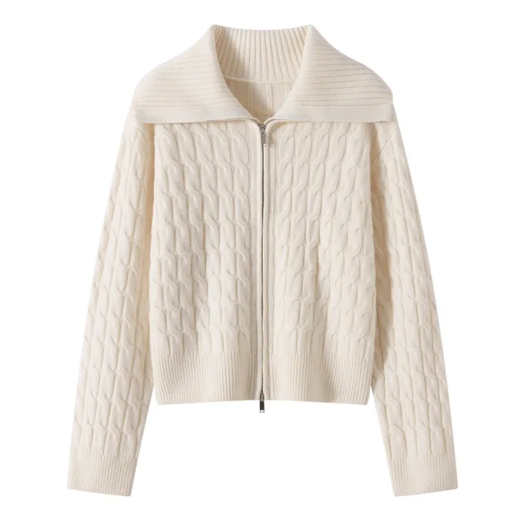 DY775价已开，加厚羊毛扭花翻领开衫3色可选 针织衫毛衣