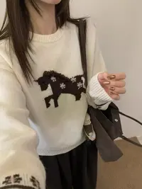 重工~韩系小众手工花花小马圆领毛衣8492（版本很多，只做高品质）