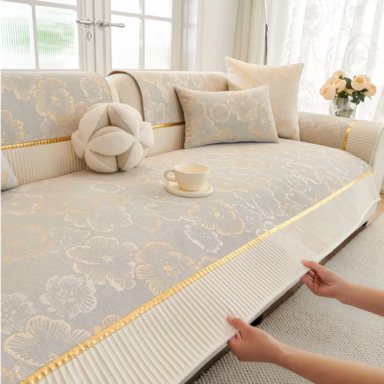 虹原风尚雪尼尔沙发垫轻奢四季通用高级感防滑沙发垫简约靠背巾