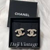 大吉中古/Chanel香奈儿金色双c镶钻耳钉