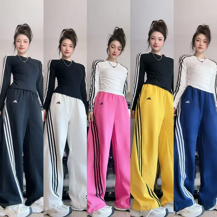 【运费险+一裤两穿】高街美式休闲裤侧边三条杆高腰宽松直筒阔腿裤