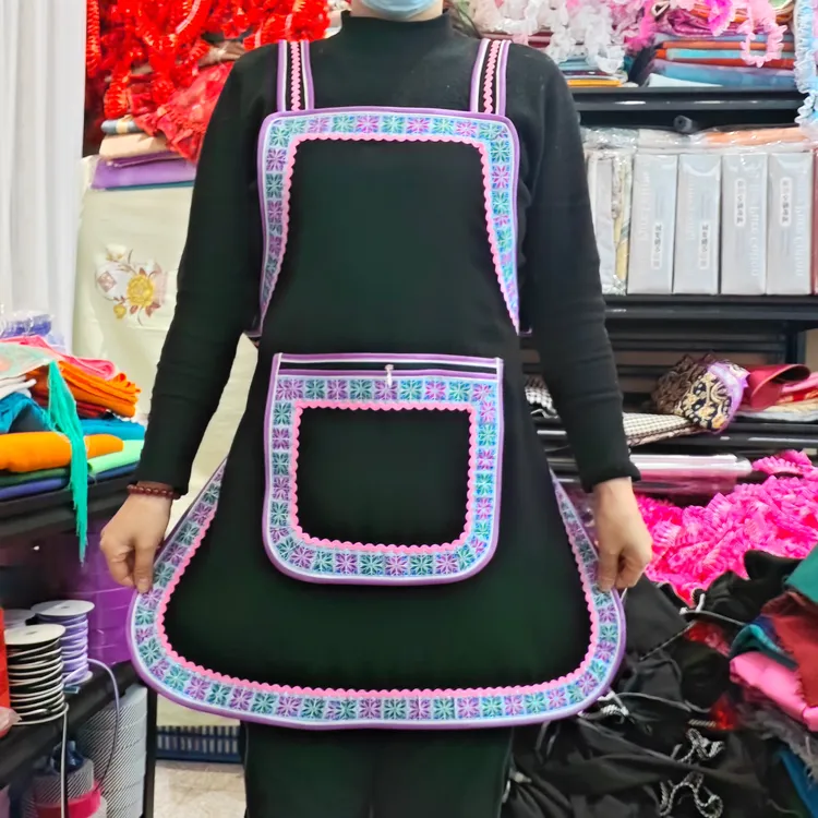 贵州新款民族风围裙爆款围腰时尚可爱厨房家用做饭工作服