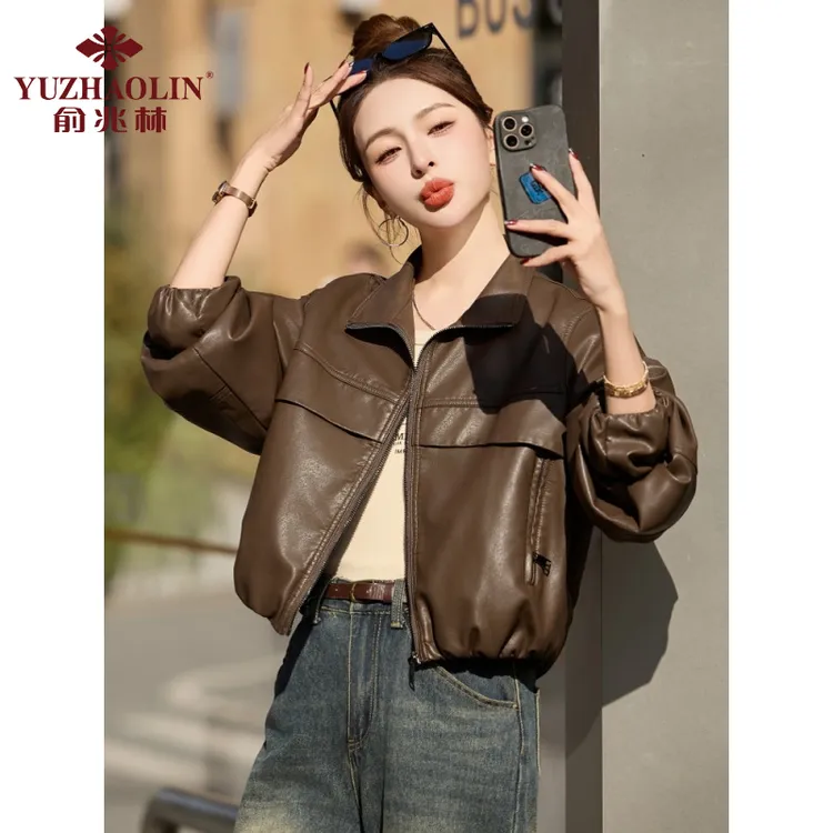 俞兆林短款皮衣外套女春秋2025新款小个子女款休闲韩版爆款酷飒PU