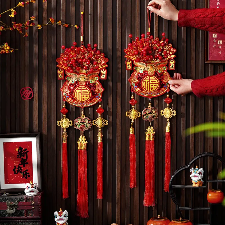 新年春节装饰品挂件2026马年福字大门挂饰家一梯一户磁吸电梯贴纸