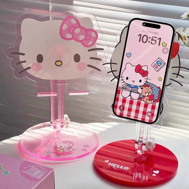 日系kitty猫可爱手机支架桌面ipad手机通用可调节亚克力支撑架
