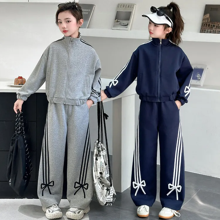 儿童运动套装春秋新款中大童外套休闲裤两件套初中生女童洋气衣服