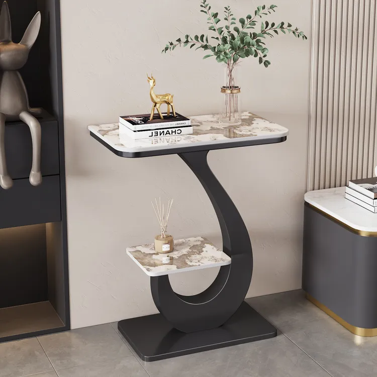 小户型客厅双层岩板花架置物架2025新款家用阳台多层落地式花架子