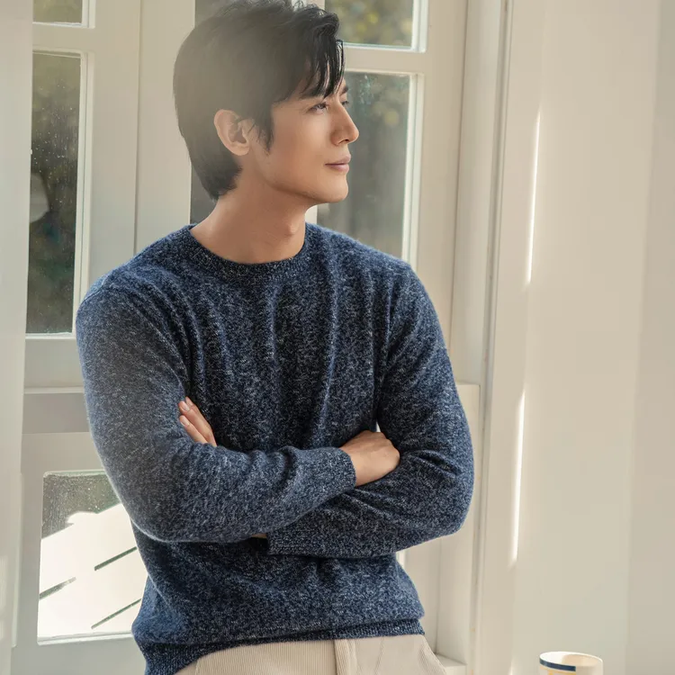 邓肯星空花纱羊男士秋冬重磅加厚花纱100%纯山羊绒保暖舒适百搭